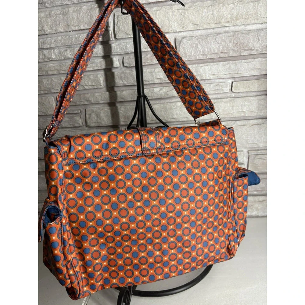 Kalencom Messenger Buckle Diaper Bag Orange Dots W/Mini Bag Bottle Tote Pad